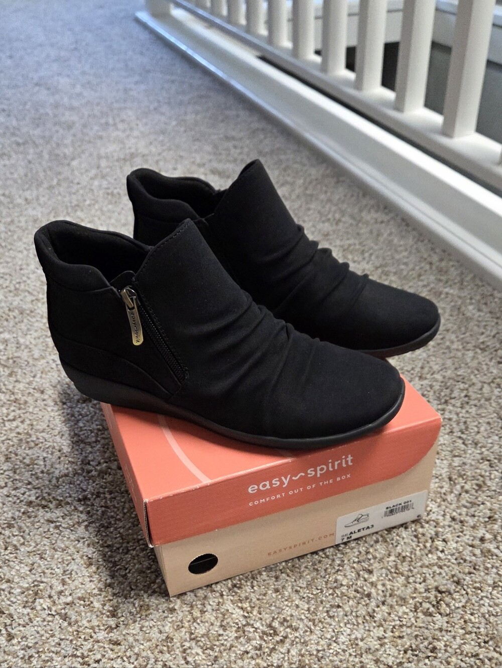 New! Easy Spirit Size 7M Black Aleta Ruched Ankle Boots/Booties/Shoes Women's